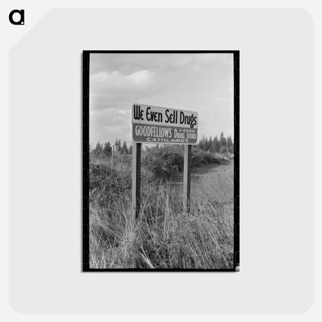 アートポストカード-Cathlamet Sign
 - ラッセル リー Postcard.
