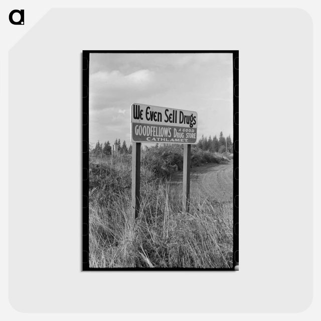 アートポストカード-Cathlamet Sign
 - ラッセル リー Postcard.