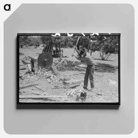 アートパネル-Farmer Chopping Wood, Pie Town, New Mexico
 - ラッセル リー Canvas.