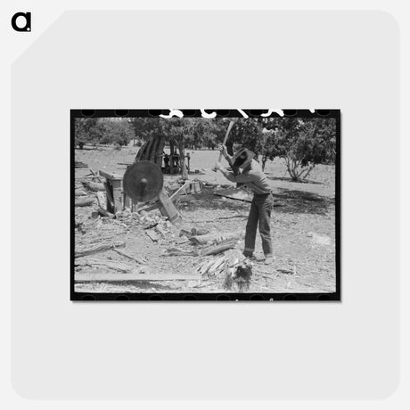 アートポストカード-Farmer Chopping Wood, Pie Town, New Mexico
 - ラッセル リー Postcard.