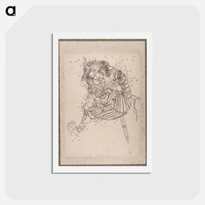 アートポストカード-Katsushika Hokusai’s samurai, Album of Sketches - 葛飾 北斎 Postcard.