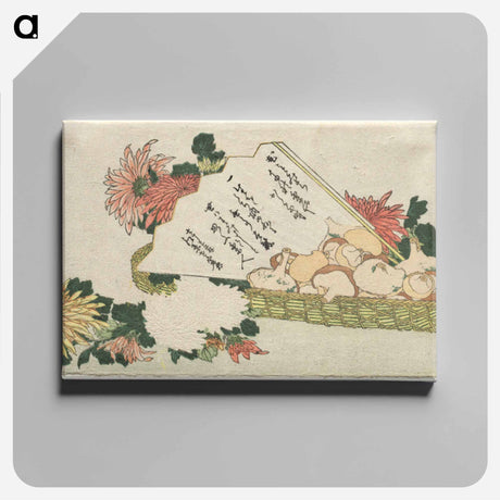 アートパネル-Basket with Fan, Chrysanthemums, and Mushrooms
 - クリーブランド美術館 Canvas.