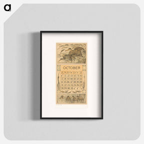 アートポスター-Kalenderblad oktober met snip en reiger - テオ ヴァン ホイテマ Poster.