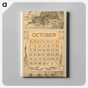 アートパネル-Kalenderblad oktober met snip en reiger - テオ ヴァン ホイテマ Canvas.