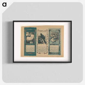 アートポスター-Kalenderbladen van januari, februari en maart, met vogels - テオ ヴァン ホイテマ Poster.