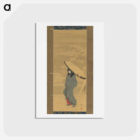 アートポストカード-Woman Walking in the Snow
 - 歌川 広重 Postcard.