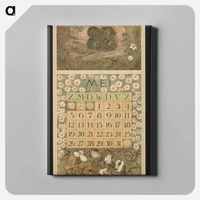 アートパネル-Kalenderblad voor mei 1912 met kievitseieren en kemphanen - テオ ヴァン ホイテマ Canvas.