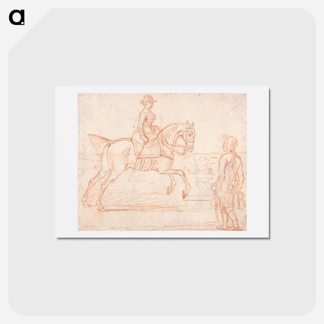 アートポストカード-A Lady Riding Side-Saddle, Turns to Look at a Dismounted Rider
 - イェール大学アートギャラリー Postcard.