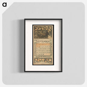 アートポスター-Kalenderblad voor september 1914 met een eend op het water - テオ ヴァン ホイテマ Poster.