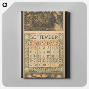 アートパネル-Kalenderblad voor september 1914 met een eend op het water - テオ ヴァン ホイテマ Canvas.
