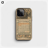 Kalenderblad voor september 1914 met een eend op het water - テオ ヴァン ホイテマ Phone Case.