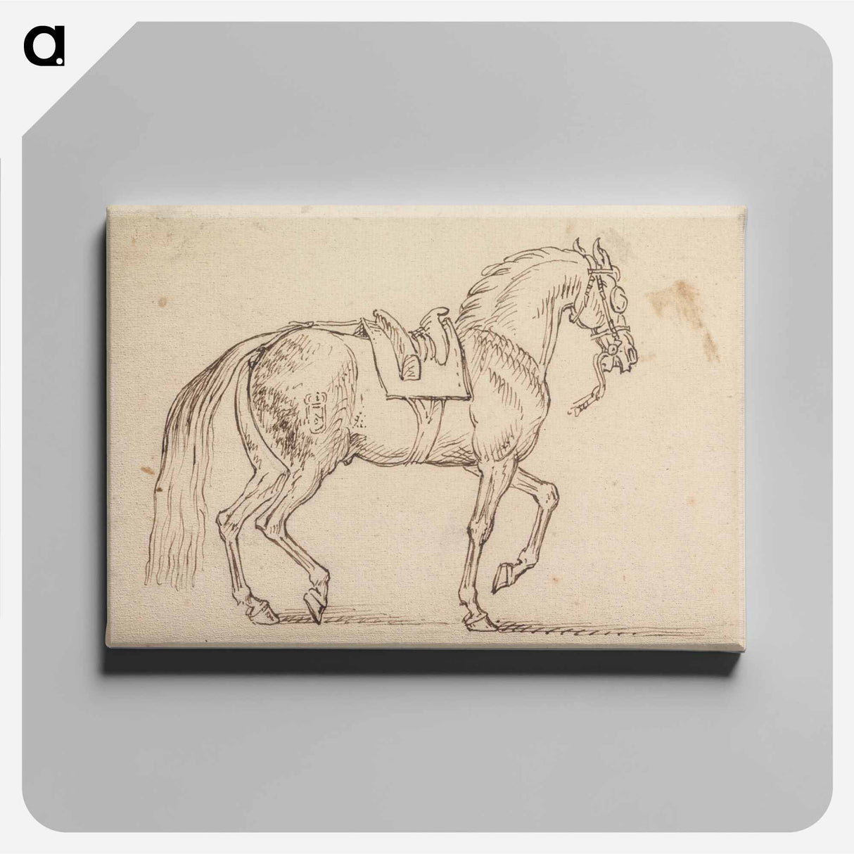 アートパネル-Saddled Horse, with a Crest Branded on His Flank, Walking to Right
 - イェール大学アートギャラリー Canvas.