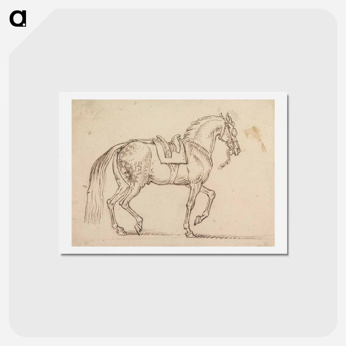 アートポストカード-Saddled Horse, with a Crest Branded on His Flank, Walking to Right
 - イェール大学アートギャラリー Postcard.