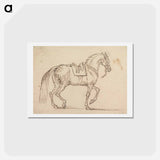 アートポストカード-Saddled Horse, with a Crest Branded on His Flank, Walking to Right
 - イェール大学アートギャラリー Postcard.