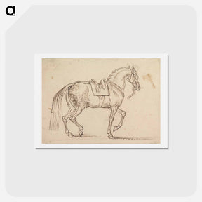 アートポストカード-Saddled Horse, with a Crest Branded on His Flank, Walking to Right
 - イェール大学アートギャラリー Postcard.