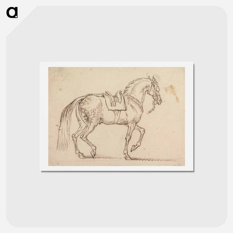 アートポストカード-Saddled Horse, with a Crest Branded on His Flank, Walking to Right
 - イェール大学アートギャラリー Postcard.