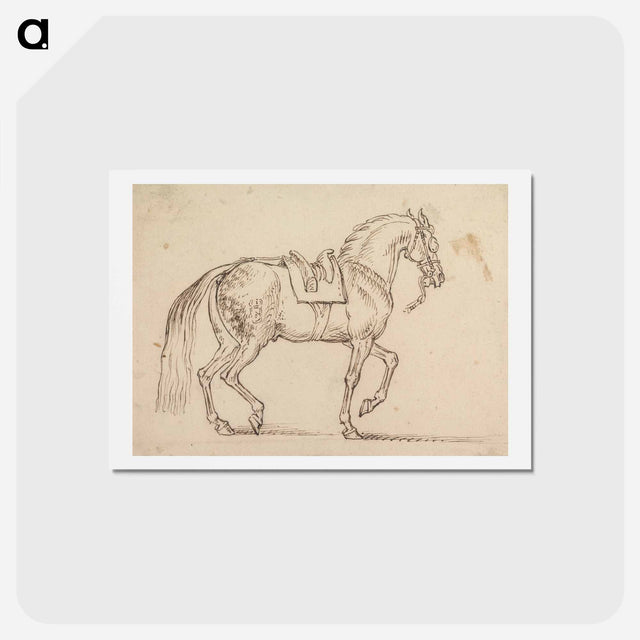 アートポストカード-Saddled Horse, with a Crest Branded on His Flank, Walking to Right
 - イェール大学アートギャラリー Postcard.
