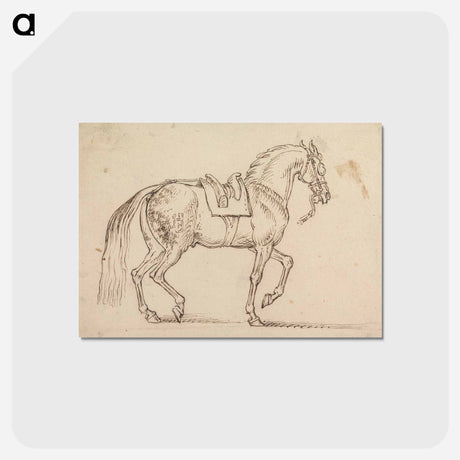 アートポストカード-Saddled Horse, with a Crest Branded on His Flank, Walking to Right
 - イェール大学アートギャラリー Postcard.