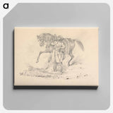アートパネル-Turbaned Cavalryman Standing Beside a Horse
 - イェール大学アートギャラリー Canvas.