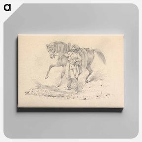 アートパネル-Turbaned Cavalryman Standing Beside a Horse
 - イェール大学アートギャラリー Canvas.
