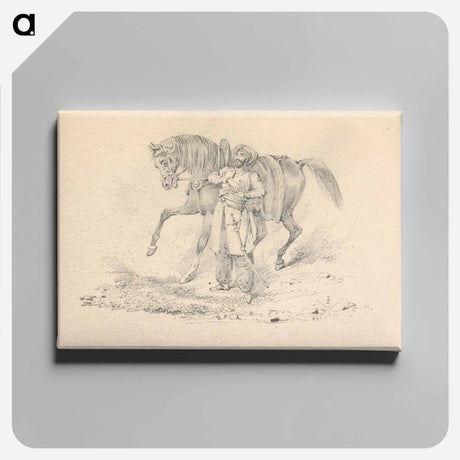 アートパネル-Turbaned Cavalryman Standing Beside a Horse
 - イェール大学アートギャラリー Canvas.