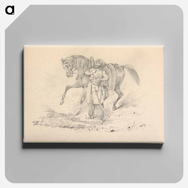 アートパネル-Turbaned Cavalryman Standing Beside a Horse
 - イェール大学アートギャラリー Canvas.