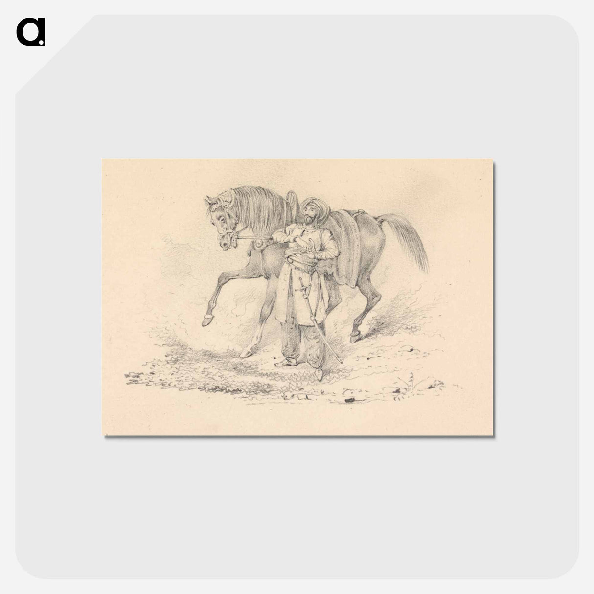 アートポストカード-Turbaned Cavalryman Standing Beside a Horse
 - イェール大学アートギャラリー Postcard.