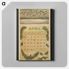 アートパネル-Kalenderblad voor april 1912 met scholeksters en kieviten - テオ ヴァン ホイテマ Canvas.