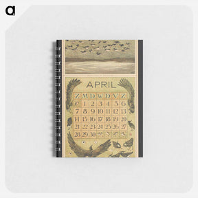 アートメモ帳-Kalenderblad voor april 1912 met scholeksters en kieviten - テオ ヴァン ホイテマ Memo.