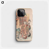 Young Women Visiting a Shinto Shrine - Katsushika Hokusai Phone Case.