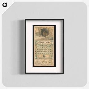 アートポスター-Kalenderblad voor februari 1914 met een konijn by Theo van Hoytema - テオ ヴァン ホイテマ Poster.