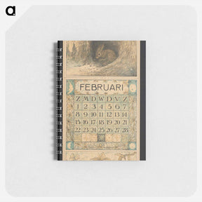アートメモ帳-Kalenderblad voor februari 1914 met een konijn by Theo van Hoytema - テオ ヴァン ホイテマ Memo.