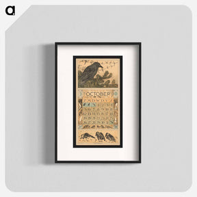 アートポスター-Kalenderblad voor oktober met een kraai en een groep wegtrekkende ganzen by Theo van Hoytema, Theo van Hoytema and Tresling and Comp - テオ ヴァン ホイテマ Poster.