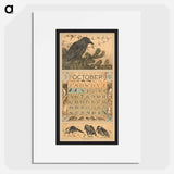 Kalenderblad voor oktober met een kraai en een groep wegtrekkende ganzen by Theo van Hoytema, Theo van Hoytema and Tresling and Comp - テオ ヴァン ホイテマ Poster.