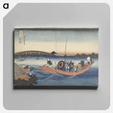 アートパネル-Hokusai's Viewing the Sunset over Ryōgoku Bridge from the Onmaya Embankment - 葛飾 北斎 Canvas.