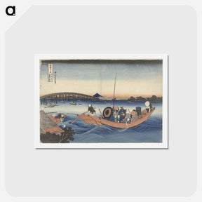 アートポストカード-Hokusai's Viewing the Sunset over Ryōgoku Bridge from the Onmaya Embankment - 葛飾 北斎 Postcard.