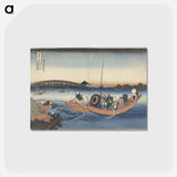 アートポストカード-Hokusai's Viewing the Sunset over Ryōgoku Bridge from the Onmaya Embankment - 葛飾 北斎 Postcard.