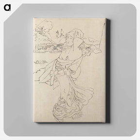 アートパネル-Preparatory Study of a Woman Against the Wind
 - 歌川 国貞 Canvas.