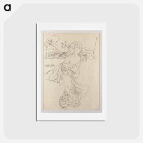 アートポストカード-Preparatory Study of a Woman Against the Wind
 - 歌川 国貞 Postcard.
