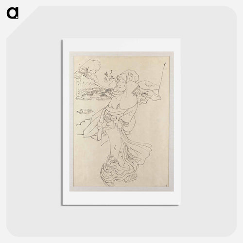 Preparatory Study of a Woman Against the Wind
 - 歌川 国貞 Postcard.