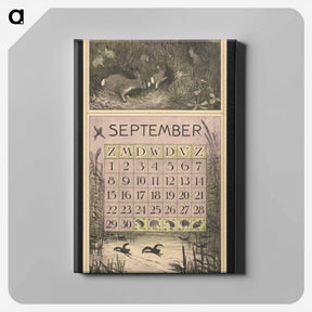 アートパネル-Kalenderblad voor september 1912 met konijnen en meerkoeten by Theo van Hoytema - テオ ヴァン ホイテマ Canvas.