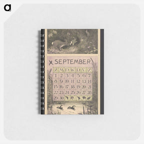 アートメモ帳-Kalenderblad voor september 1912 met konijnen en meerkoeten by Theo van Hoytema - テオ ヴァン ホイテマ Memo.