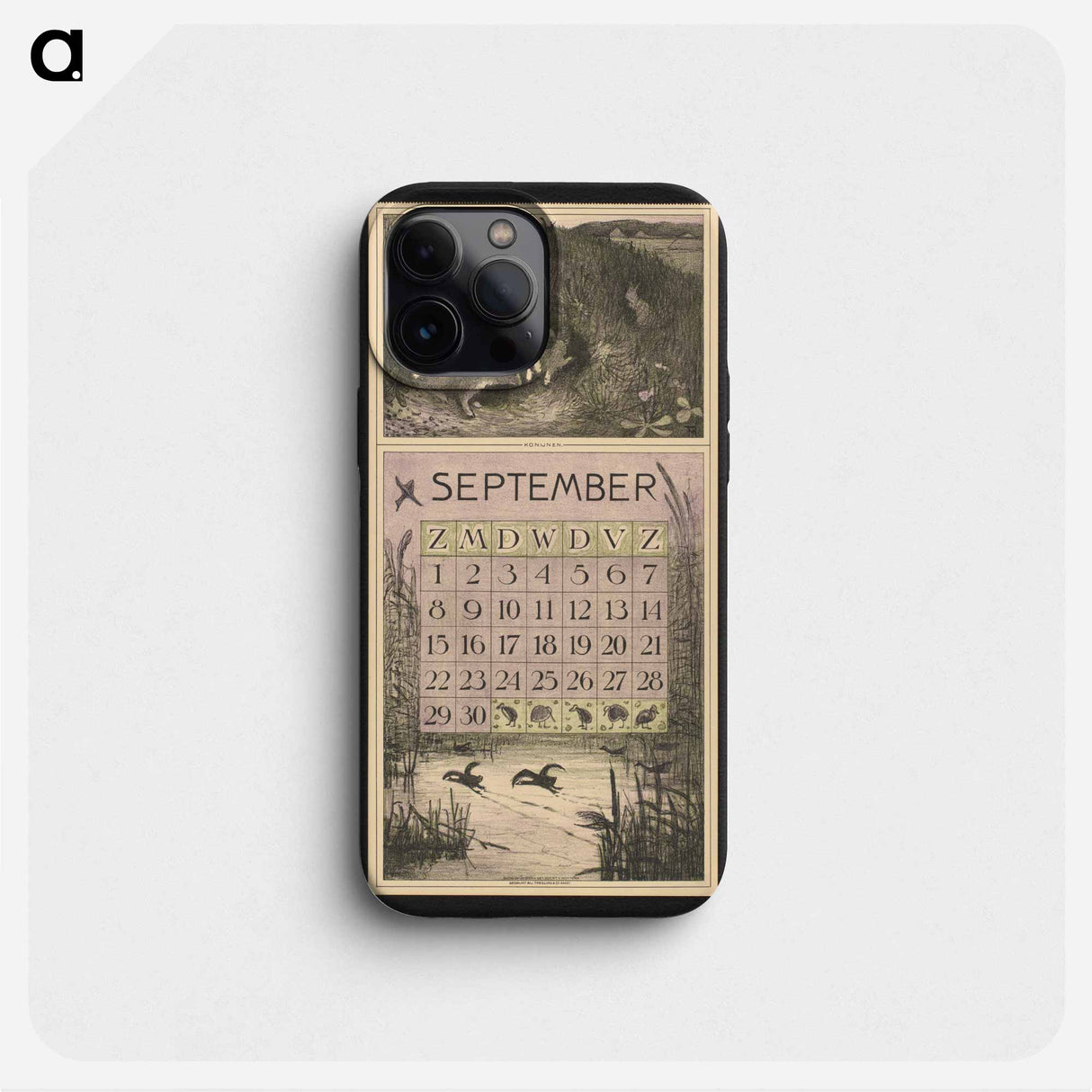 Kalenderblad voor september 1912 met konijnen en meerkoeten by Theo van Hoytema - テオ ヴァン ホイテマ Phone Case.