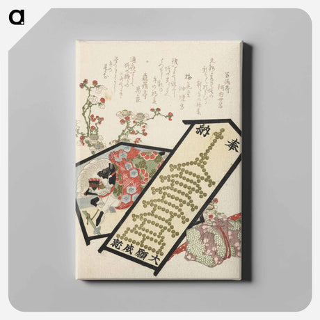 アートパネル-A comparison of Genroku poems and shells - 葛飾 北斎 Canvas.