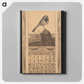 アートパネル-Kalenderblad voor april met een witte kwikstaart by Theo van Hoytema - テオ ヴァン ホイテマ Canvas.