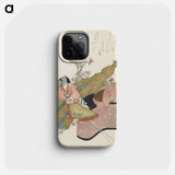 馬尽 藁束・梅・晴れ着の装い(摺物) - 葛飾 北斎 Phone Case.