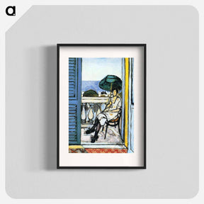 アートポスター-Woman with a Green Parasol on a Balcony - アンリ マティス Poster.