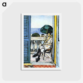 アートポストカード-Woman with a Green Parasol on a Balcony - アンリ マティス Postcard.
