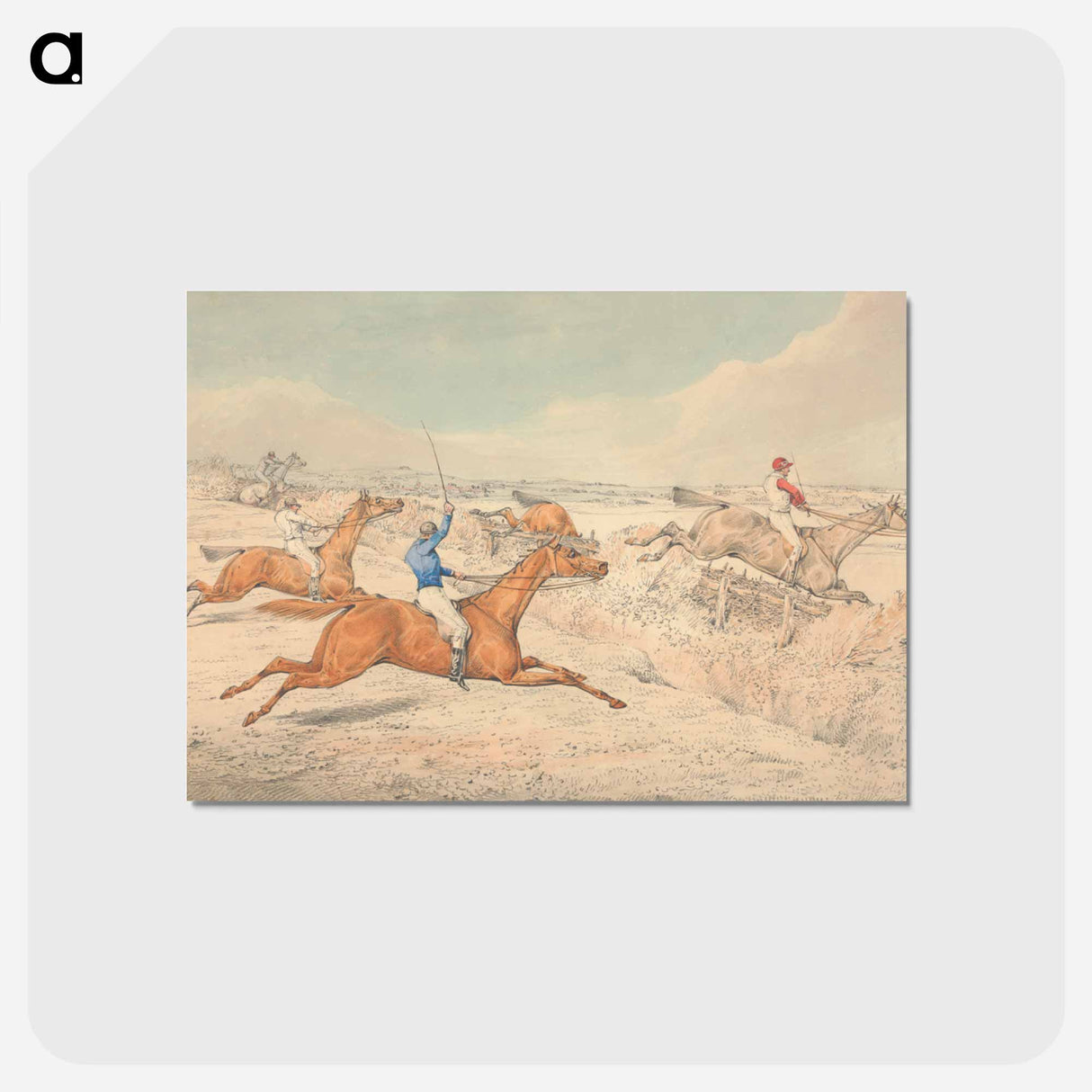 アートポストカード-Steeplechasing: Four Riders Taking a Ditch and an Oxer
 - イェール大学アートギャラリー Postcard.