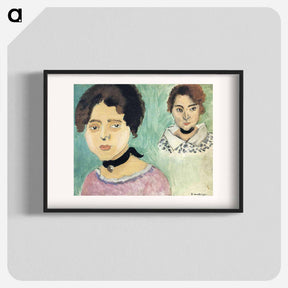 アートポスター-Double Portrait of Marguerite on Green Background - アンリ マティス Poster.